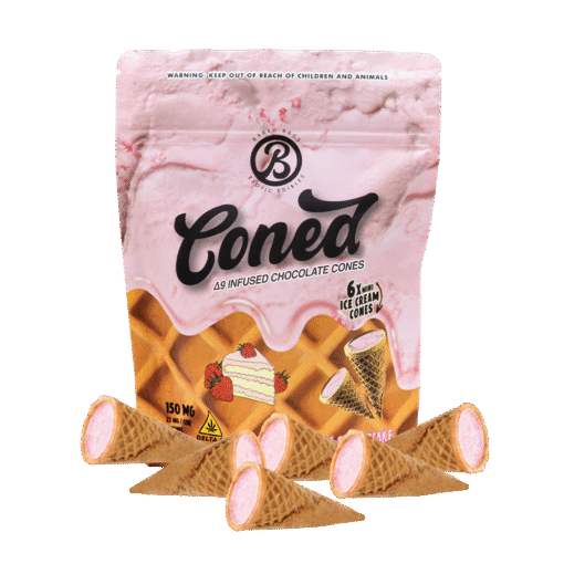 Baked Bags Coned – Strawberry Cake Delta-9 Chocolate Cones